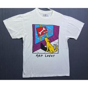 Vintage 90s Dog Art Lover Shirt Mens L Eric Brown NYART Single Stitch VTG RARE!